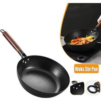 Uncoated Iron Pan Carbon Steel Wok Traditional 11" Gas Stove Induction Cooker Universa Kitchen Cookwar Non-stick Frying Pan