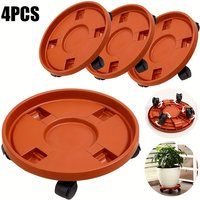 4pcs Heavy Duty Plant Saucers with 360° Wheels - Thickened Round Flower Pot Tray, Movable Base for Indoor/Outdoor Use