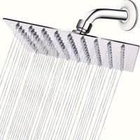 Rain Shower Head 8inch Large Top Spray Square Shower Head 304 Stainless Steel Ultra-Thin Powerful High-Pressure Bathroom Shower Head Easy to Install Luxury Shower Experience