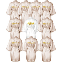 5-18pcs Wedding Team Bride Bridesmaid Robe Dressing Gown Satin Kimono Bathrobe for Women Bridal Shower Bachelorette Hen Party