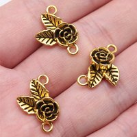WYSIWYG 20pcs 20x13mm 2 Colors Flower And Leaf Connector Pendant For DIY Jewelry Making Handmade Jewelry Craft Findings