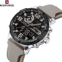 NAVIFORCE Men Military Quartz Watch 50M Waterproof Sports Wristwatch Slate Gray Dial White Arabic Numeral Scale Male Watch