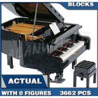 3662pcs Ideas Creative Playable Grand Piano 25-Key Keyboard Opening fallboard 79007 Building Blocks Sets Compatible With Model