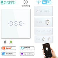 BSEED Wifi Dimmer Switches 1Gang Smart Touch Switch Up Down Tuya Smart Life Alexa App With EU Wall Socket Type-c USB Ports
