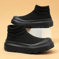 Women's Platform Sock Boots Black Knit Slip-On Chunky Sneakers Casual Stretch Ankle Shoes