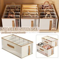 Large Capacity Non-Woven Storage Box Organizer Fabric Closet Separator Grid Container Dustproof For Purse Bag Clothes 1PC