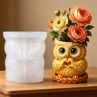3D Owl Heart Silicone Mold DIY Succulent Planter Flower Pot Candle Holder Pen Holder Craft Making Mould Home Decor