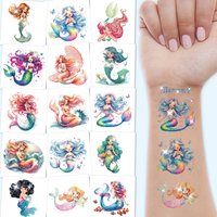 Glitter Temporary Tattoos for Girls, 12 Sheets Mermaid Tattoos Stickers, Mermaid Theme Party Favors Birthday Decorations