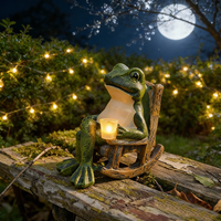 Creative Solar Resin Frog Outdoor Statue Decoration, Cute Cartoon Style, Creative Landscape Courtyard Animal, Desktop Decoration