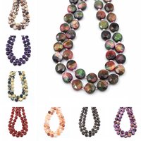 Flat Round Faceted Stone Beads Coin Natural Gems Crystal Jades Loose Beads for Jewelry Making Necklace DIY Bracelet Craft 10mm
