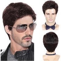 Men Wigs Short Silver Gray Wig Synthetic Heat Resistant Natural Halloween Cosplay Hair Wig