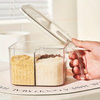 1pc Sealed Moisture-proof With Spoon, Put Salt Flavor Spice Seasoning Box, Quarter Grid Seasoning Jar, Restaurant Kitchen Press