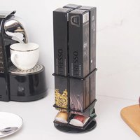 40 Pcs Black Coffee Capsule Storage Rack Metal Rotating Nespresso Storage Rack Kitchen Coffee Tower Stand