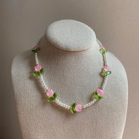New Design Elegant Imitation Pearl Tulip Necklace Women Delicate Lily Flower Necklace Bracelet Wedding Party Jewelry Gift