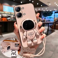 Astronaut Stand Case For POCO X8 Pro Max Luxury Electroplated Soft Silicone Lanyard Back Cover For MI Poco x8 Pro Funda