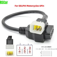 Newest Delphi OBD2 6 Pin To 16Pin Diagnostic Plug Adapter Cable for DELPHI ECUs Motorcycle ATV To 16 Pin OBD Detection Interface