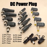 2PCS DC Power Male Plug Welding Connector 90 Degree Right Angle 2.5x0.7 3.5x1.1 3.5x1.35 4.0x1.7 4.8x1.7 5.5x2.1 5.5x2.5 mm