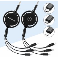 Car Interior 3 In 1 Charging Charger Cable Micro Type-C USB Hubcap Cover For Mercedes Benz AMG GLC GLE CLA W204 W205 W206 W211