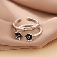 New Retro Personality Couple Creative 925 Sterling Silver Jewelry Not Allergic Plum Flower And Bamboo Opening Rings R343