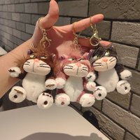 Funny Lucifer Cat keychain plush pendant creative cross-eyed kitten bag pendant doll small doll 12CM