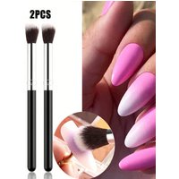 2Pcs Ombre Nail Art Brush Set Eye Shadow Foundation Blush Makeup Brushes Round Handle Artificial Fiber Cosmetic Manicure Tools