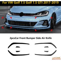 2pcsCar Front Bumper Side Air Knife For VW Golf 7.5 Golf 7.5 GTI 2017-2019 Diffuser Splitter Trim Auto Body Kits Car Accessories