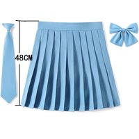 Preppy Mini Pleated Skirt Women Length 48CM High Waist A-Line School Skater Girl JK Uniform Skirt With Match Necktie Bowtie