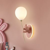 Pink Balloon Bear Wall Lamp Cute Children's Bedroom Modern Warm Princess Room Wall Sconces Nursery Study Cafe Bedsides Art Decor