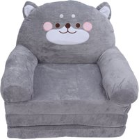 Couch Kids Sofa Cartoon Gray Dog Foldable Wide Handle Soft Breathable Toddler Chair for Reading Relaxing Sleeping