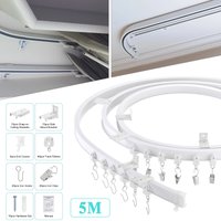 3/5/6m Curtain Track Ceiling & Side Mounted, Bendable & Cutable Curved Curtain Rod Rail for RV Home Shower Hospital Room Divider