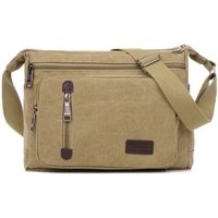 Canvas Shoulder Crossbody Bag for Men Women Retro Simple Fashion Multi Layered Square