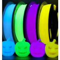 Glow in The Dark TPU 3D Printer Filament Bundle, 1.75mm 95A TPU, Blue,Green,Yellow,Purple 250g*4 Pack.