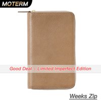 Limited Imperfect Moterm Full Grain Vegetable Tanned Cowhide Planner Weeks Zip Cover for Hobo Weeks/ Mega Notebook Organizer