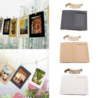 10pcs DIY Kraft Paper Picture Frames New Home Decoration Durable Photos Album Practical Craft Combination Paper Frame With Clips