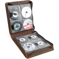 Genuine Leather Zipper CD DVD Wallet Holder Box 224 Discs Album Organizer Media Storage Case CD DVD Large Capacity Bag