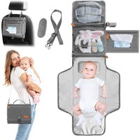 Portable Diaper Changing Pad - Smart Design Travel Baby Diaper Changer with Wipes Pocket, Compact Changing Mat for On-the-Go