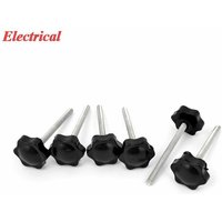 M6 x 70mm Male Thread 32mm Star Head Dia Screw On Type Clamping Knob