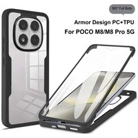 Luxury Simple 360° Full Body Armor PC+TPU Case For Xiaomi POCO M8 Pro M7 M6 X8 X7 X6 F8 Ultra F7 F6 Transparent Shockproof Cover