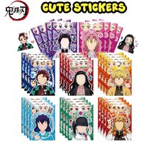 8Pcs No Repeat Demon Slayer Cute Cartoon Puzzle Stickers Anime Characters Educational Face-changing DIY Craft Collage Stickers