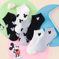 3/6 Pair Combination Disney Mickey Mouse Casual Ankle Socks Women's Cute Icon Printed Cotton Low cut Casual Short Socks