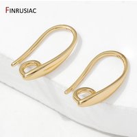 14K Gold Plated Brass Smooth Earring Hook Ear Wire For Earring Making Supplies,DIY Jewelry Making Findings Accessories