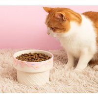 Ice Cream Shape Ceramic Cat Bowl Large Diameter High Foot Protection Elevated Cat Bowl Flat Bottomed Non Slip Cat Food Bowl