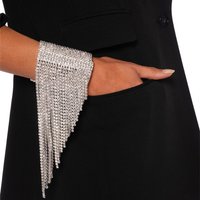 Fashion Large Rhinestone Cuff Bracelet for Women Girls Sparkly Shine Elegant Long Tassel Design Stage Party Wrist Jewelry