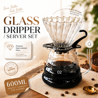 Premium Borosilicate Glass Pour Over Coffee Set - V60 Dripper & 600ml Server, Heat Resistant for Home & Office Brewing