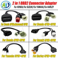 Motorcycle OBD2 Cable For Honda/Suzuki/Harley 4/6Pin Moto 2 in 1 OBD2 Scan Connect Cable For Yamaha/Kawasaki OBD2 Adapter Cable