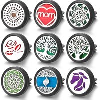 Trendy Black Tree of Life Car Air Freshener Clip Stainless Steel Car Aromatherapy Locket Essential Oil Diffuser Pendant Jewelry