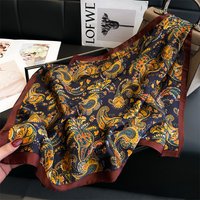 2025 New Paisley Print Square Scarf Soft Satin Bandana Vintage Windproof Head Wrap Shawl Imitation Silk Travel Beach Towel