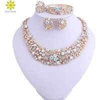 Nigerian Wedding African Beads Jewelry Sets AB Color Crystal Necklace Earrings Sets Jewelry Set Wedding Accessories Party