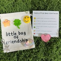 Lucky Bag with Blessing Card, Clover Keychain, Little Angel Star Charm, Friendship Gift for Her Best Friend Birthday