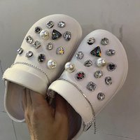 1Set Summer Fashion Shoe Charms DIY Colored Diamond Crystal Shoe Buckle Decoration for Clogs Shoe Charm Accessories